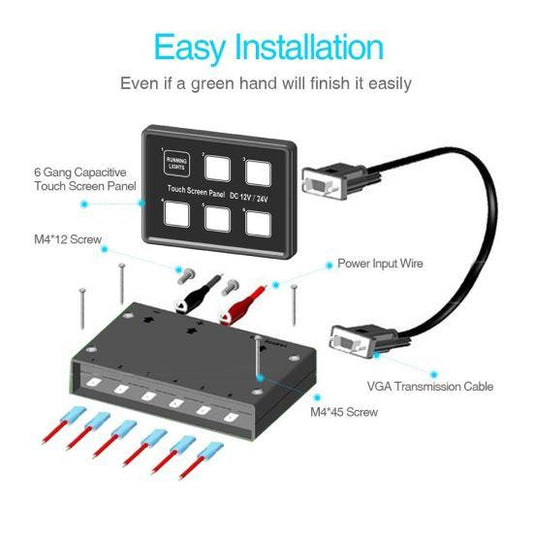 6 Gang Touch Screen Switch Panel - the4x4store.co.za