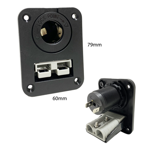 Square Brad Harrison Connector Panel With 12V Cigarette Lighter Socket